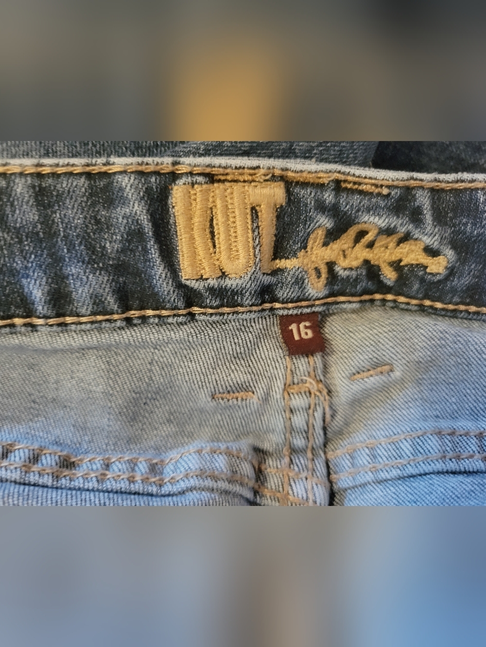 Kut From The Kloth Distressed Straight Leg Boyfriend Jeans, Size 16, Inseam 32" - Picture 10 of 13